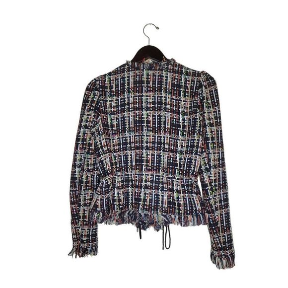 Halogen Women's Long Sleeves Zipped Up Plaid Tweed Multicolor Jacket Size S - Picture 3 of 13